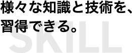 様々な知識と技術を、習得できる。